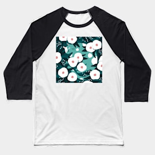 Cat and Wildflowers Baseball T-Shirt